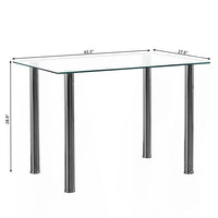 Glass Dining Table Set for 4, 43" Rectangular Glass Dining Table with 4 PU Upholstered Dining Chairs, Kitchen Table and Chairs for Small Living Room, White