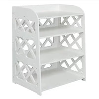 Nightstand Side Table, Wood Plastic Board 4-Storey Locker Bedside Cabinet Tea Table Coffee Table White