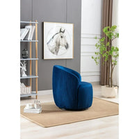 Swivel Accent Barrel Chair for Living Room, Velvet Fabric Swivel Armchair, Small Accent Round 360° Swivel Club Chairs, Modern Upholstered Arm Chair for Bedroom, Office, Hotel, Lounge, Dark Blue