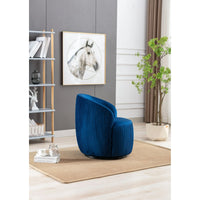 Swivel Accent Barrel Chair for Living Room, Velvet Fabric Swivel Armchair, Small Accent Round 360° Swivel Club Chairs, Modern Upholstered Arm Chair for Bedroom, Office, Hotel, Lounge, Dark Blue