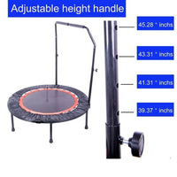 Mini Trampoline 40" Foldable, Fitness Rebounder with Adjustable Foam Handle, Exercise Trampoline for Adults Indoor/Garden Workout Max Load 330lbs