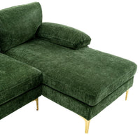 Large Convertible Sectional Sofa,110.63" U-Shaped Accent Couch Sofa with Double Chaise Lounge and 2 Arm Pillows,Upholstered Corner Sectional Sofa for Apartment Office,Living Room,Green