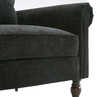 Upholstered Accent Chair, Indoor Single Sofa Chair with Curved Armrest and Solid Wood Gourd Foot, Comfy Lounge Armchair, Modern Reading Chair for Living Room Bedroom Office, Black