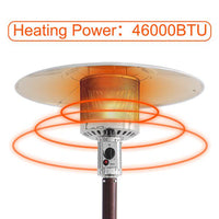 Patio Heater,46000BTU Outdoor Patio Heater with Table Design, Stainless Steel Burner, Triple Protection System, Outdoor Heater for Commercial and Residential, Upgrade, Bronze