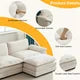 Teddy Velvet Modular Sofa with Ottoman, 3-Seat Convertible Sectional Sofa with Removable Armrest and Double Layer Seat Cushion, L-Shape Couch for Bedroom Living Room Apartment, Creamy White