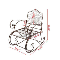 Iron Wire Single Rocking Chair Dark Brown, Stable & Sturdy Garden Iron Art Rocking Chair Family Chairs for Patio, Deck, Backyard or Garden Outdoor Use
