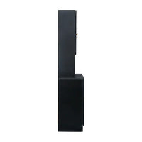 70.87" Pantry Storage Cabinet, Freestanding Kitchen Cabinet with Oven Countertop and 6 Rattan Doors, Tall Storage Cabinet with Doors and Shelves for Living Room, Black