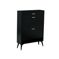 Shoe Cabinet with 2 Flip Drawers,Entryway Shoe Storage Cabinet with Open Shelves and Drawer,Shoe Storage Shelves for Entryway Hallway,Black