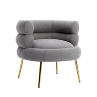 TRIPLE TREE Modern Accent Chair with Curved Backrest, Leisure Sofa with Golden Feet, Single Sofa Chair with Comfortable Cushion Lounge Chair for Living Room Office Apartment Reception Room, Gray