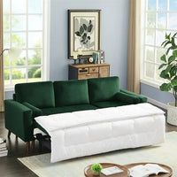 88" Convertible Sectional Sofa with Pull-Out Bed, Modern Tufted Velvet Upholstered Corner Sofa Bed with Reversible Storage Chaise and 2 Pillows, 3-seat L-Shaped Sofa Couch for Living Room Office Green