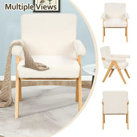 Accent Chair Set of 2, Modern Arm Chair Set with Solid Wood Frame, Velvet Upholstered Accent Chairs with Arm Pads Comfy High Back Reading Chair for Living Room Bedroom Apartment, White