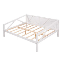 Full Size Daybed, Wood Daybed Frame with 8 Slats Support Dual-use Sofa Bed Platform Bed Frame with Under Bed Storage for Bedroom Living Room No Box Spring Needed, Easy Assembly, White