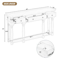 Mediterranean Retro-Style 60" Console Table,Entryway Table with Storage Drawers and Bottom Shelf,Sofa Side Table for Entryway, Hallway and Living Room,Creamy White