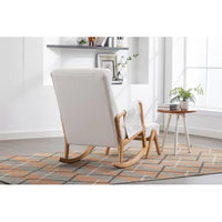 Rocking Chair With Ottoman and Side Pocket,Upholstered Accent Chair with Foot Stool, Glider Rocker Chair with Thick Padded Cushion and High Backrest,Lounge Chair for Living Room Bedroom Nursery