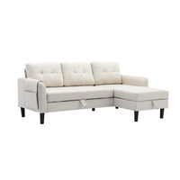 Pull Out Sleeper Sofa Couch,Convertible Sectional Sofa Sleeper with Pull-Out Bed and Storage Chaise Lounge,L-Shaped Sectional Sofa Corner Couch with Storage and Side Pocket for Living Room,Beige