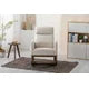 Modern Rocking Chair Nursery Upholstered Glider Chair with Side Pocket, Comfortable Rocking Accent Armchair with High Back and Rubber Wood Legs for Living Room Bedroom Reading Room Lounge, Beige