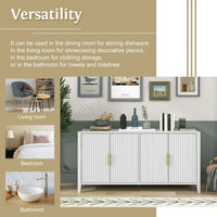 Modern Storage Cabinet, Wooden Sideboard with Metal Handles and Ample Storage Space, Wide Console Table with Smooth Tabletop Surface and Solid Legs for Living Room,Entryway,Hallway, White