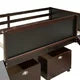 Twin Loft Bed for Kids Toddlers,Wood Low Loft Bed with 2 Storage Boxes,Slide,Chalkboard and Climbing Frame,Multifunctional Loft Bed Frame with Underbed Space and Slats Support for Girls Boys,Espresso