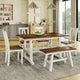 6-Piece Dining Table Set,Kitchen Table Set with Wood Dining Table and 4 High Back Chairs & Long Bench,Farmhouse Style Wood Kitchen Dining Table Set,Wood Dinette Set of 6 with Sturdy Frame,White