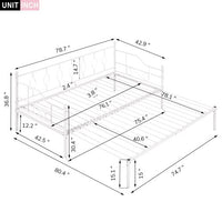 Twin Size Metal Frame Daybed with Pullout Trundle, Heavy Duty Steel Slat Support Sofa Bed for Guest, Furniture for Kids Teens and Adults, Bed Frame for Bedroom Living Room, No Spring Box Needed, White