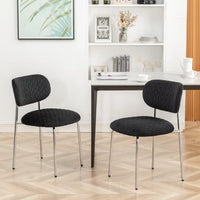 Dining Chairs Set of 2, Mid Century Modern Upholstered Side Chairs with Metal Legs, Accent Kitchen Chair with Soft Velvet Seat Backrest for Living Room Chair for Vanity, Makeup, Leisure, Black