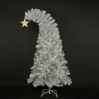 6ft Bendable Shining Santa Hat Style Christmas Tree, Hinged Fraser Fir Bent Top Xmas Tree with 900 Lush Branch Tips, 300 Colorful LED Lights, Artificial Fir Xmas Tree Holiday Decor for Home
