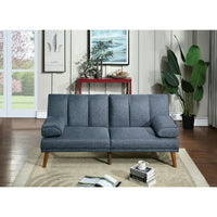Convertible Chaise Lounge Chair, Modern Polyfiber Adjustable Chaise Bed with Wood Legs and Tufted Back, 2 in 1 Upholstered Folding Accent Sofa Bed Couch for Living Room Bedroom Apartment, Navy
