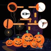 7FT Long Halloween Inflatables Pumpkin, 7 Pumpkins Decoration with Build-in LEDs Blow Up Inflatables for Halloween Party Outdoor, Yard, Garden, Lawn Decorations