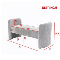 52" Inches Bedroom Bench, Modern Tufted End of Bed Bench with Arms, Upholstered Ottoman Couch Bedroom Benches for Foot of Bed Long Bench Window Sitting Fireplace Bench, 250LB, Grey Teddy