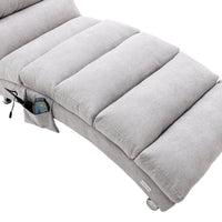 Massage Chaise Lounge with Heating Fuction , Electric Recliner Chaise Chair, Ergonomic Electric Massage Chair with Side Pockets and 5-Modes, Modern Long Lounger for Office or Living Room,Light Grey