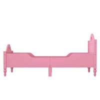Twin Size Toddler Bed, Wood Twin Bed for Girls, Twin Size Bed Frame with Headboard and Footboard for Kids, Toddler Girls (Light Pink)