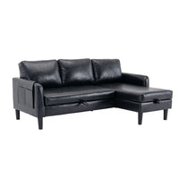 Pull Out Sleeper Sofa Couch,Convertible Sectional Sofa Sleeper with Pull-Out Bed and Storage Chaise Lounge,L-Shaped Sectional Sofa Corner Couch with Storage and Side Pocket for Living Room,Black