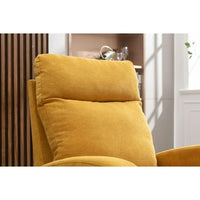 360 Degree Swivel Rocking Recliner Chair, Modern Lounge Sofa Chair with Side Pocket and High Backrest, Nursery Glider Chair with Metal Base, Ergonomic Chair for Office Living Room Cinema, Yellow