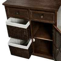 31'' Solid Wood Accent Chest,Storage Cabinet with 4 Drawers,Door and 2 Tiers Shelves,Sideboard Buffet Cabinet for Living Room,Bedroom,Home Office,Walnut