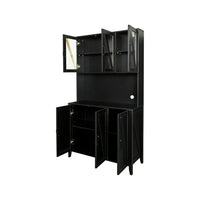 Kitchen Pantry Cabinet, Freestanding Storage Cabinet Cupboard with 6 Doors and Open Shelves, Sideboard Floor Cupboard Cabinet with Open Shelves for Home Dining Room, Living Room and Entryway