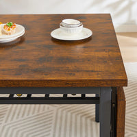 63.2''x35.5'' Folding Dining Table, Industrial Kitchen Table for 4-5 Person, 1.2 inches Thick Rectangular Dinner Table with Storage Shelf for Dining Room Kitchen Living Room, Rustic Brown