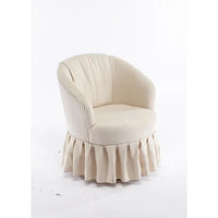 Swivel Accent Chair, Linen Fabric Barrel Chair Auditorium Chair With Pleated Skirt, 360 Degree Swivel Comfy Accent Sofa Armchair For Living Room Bedroom Auditorium Lounge Hotel, Beige
