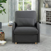 Accent Chair with Storage Ottoman,Living Room Chair with Folding Side Table,Comfort Armchair with Thick Padded Backrest & Lumbar Pillow,Lazy Sofa Chair,Reading Chair for Bedroom Office,Dark Gray