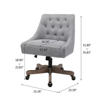 ARCTICSCORPION Swivel Home Office Chair with Wheels&Wood Base, Modern Tufted Upholstered Swivel Task Chair, Height Adjustable Work Chair, Leisure Shell Vanity Chair for Living Room, Bedroom, Gray