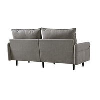 3-Seat Sofa Couch, Mid-Century Tufted Love Seat with 2 Pillows & Hidden Storage Bags, 2-Seat Upholstered Deep Sofas Couches Loveseat for Living Room Bedroom Office Apartment Dorm Studio, Gray
