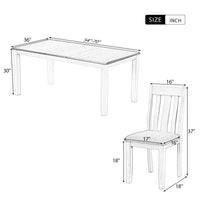 Dining Table Set, Retro Style 7-Piece Dining Room Set with Extendable Table and 6 Upholstered Chairs, Dining Table and Chairs Set, for Kitchen/Restaurant, Brown+White