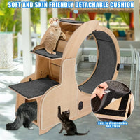Cat Sports Running Wheel,Cat Exercise Wheel Wood Climbing Frame,Cat Litter Fitness Wheel,Oversized Roller Cat Indoor Activity Center,Large(Right)