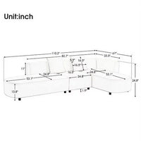 Home Modular Sectional Sofa, Luxury Modern Living Room Upholstery Sofa Couch with 2 Pillows, U Shaped Couch with Chaise Fabric Sofa Couch for Living Room, Apartment, Office, Beige