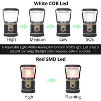 LED Camping Lantern Rechargeable, 12000mAh Waterproof Tent Light with 6 Adjustable Light Modes, Lasts for 432 Hours on a Single Charge, USB Camping Lamp for Hurricane, Emergency and Hiking