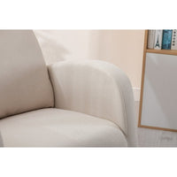 Rocking Chair Nursery with Side Pocket, Upholstered Glider Chair with High Back and Wood Legs, Accent Armchair for Living Room Bedroom, Beige