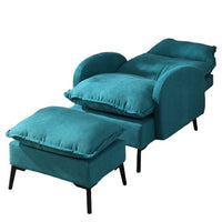 Overstuffed Accent Chair with Ottoman,Soft Single Sofa Chair with Adjustable Backrest & Thick Seat & Metal Legs,Lounge ArmChair Club Chair for Living Room,Bedroom, Apartment, Office