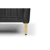 Mid-Century Velvet Sofa, Loveseat Accent Sofa with Golden Metal Legs, Channel Tufted Couch, for Living Room Bedroom Apartment Small Space Dorm, Black