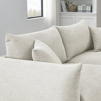 90.5" Modern Loveseat Sofa Couch, Linen Fabric 3-Seater Couch with 2 Pillows and Metal Legs,Upholstered Padded Sofa Couch with Solid Wood Frame, for Living Room Bedroom Office,Beige