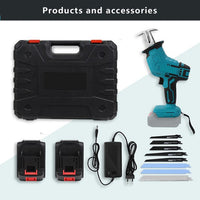 Variable Speed Electric Reciprocating Saw, Lightweight 20V 2.0Ah Cordless Battery Powered Sawzall with 8 Saw Baldes and Built-in LED Light for Cutting, Blue