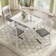 5-Piece Wood Counter Height Kitchen Furniture Set with 4 Upholstered Chairs,Mid-Century Farmhouse Dining Table Set,Dining Table with 2 Storage Drawers and Turned Legs (White)